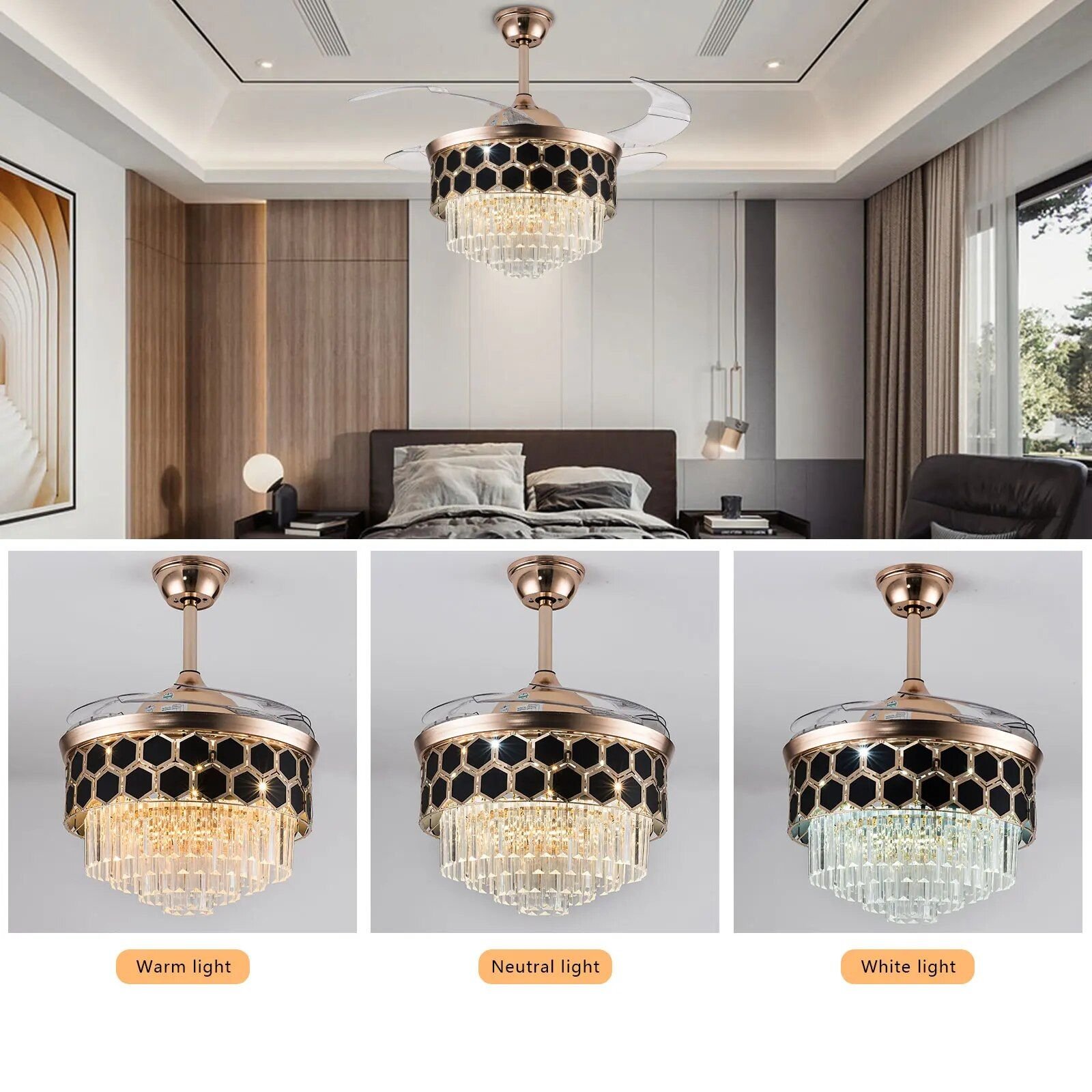 42″ Crystal LED Ceiling Fan Furniture 42