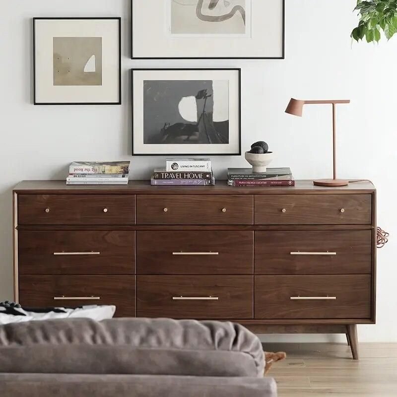 Elegant Black Walnut Japanese Chest of Drawers Furniture