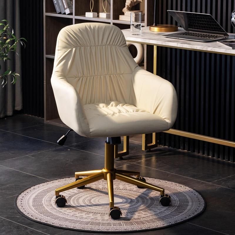 Ergonomic Leather Swivel Office Chair with High Backrest and Fixed Armrests Chair Furniture