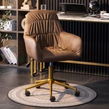 Ergonomic Leather Swivel Office Chair with High Backrest and Fixed Armrests Chair Furniture