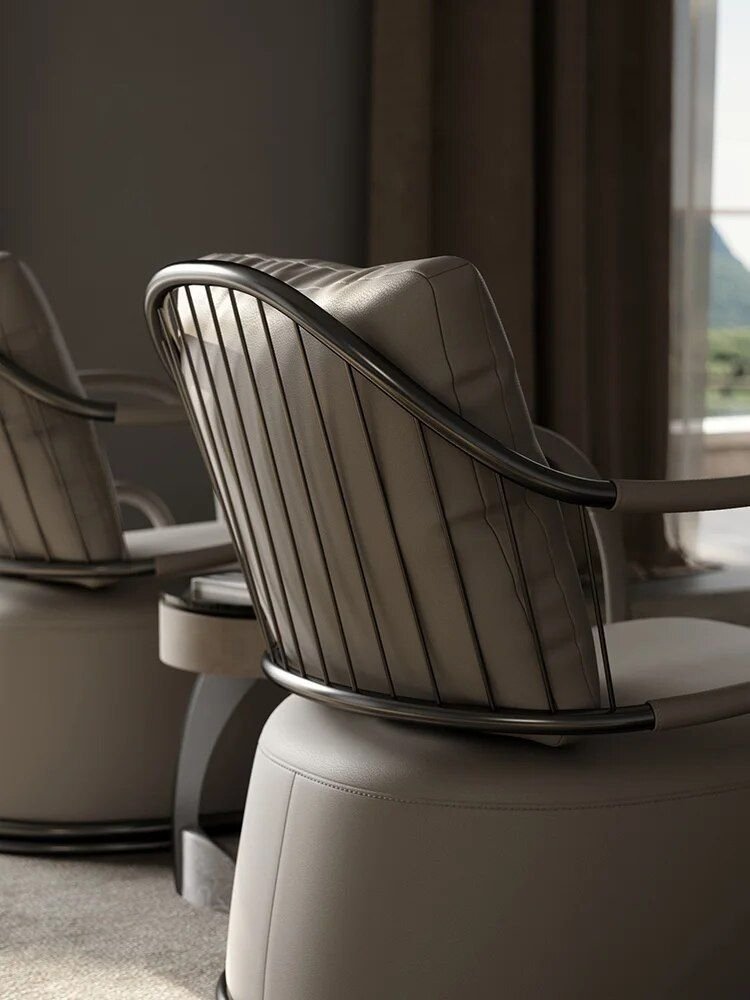 Italian High-End Leather Leisure Chair for Big Villas and Balconies Chair Furniture