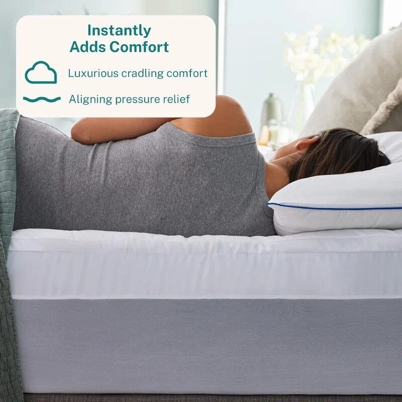 King Size Dual Layer Memory Foam Mattress Topper - Ultra Soft & Cooling Gel Enhanced Comfort Bathroom Cabinet Bathroom Mirror Bowls Cat Chopping Boards christmas gift cat christmas gift dog Dog Furniture Kitchen Utensil Set