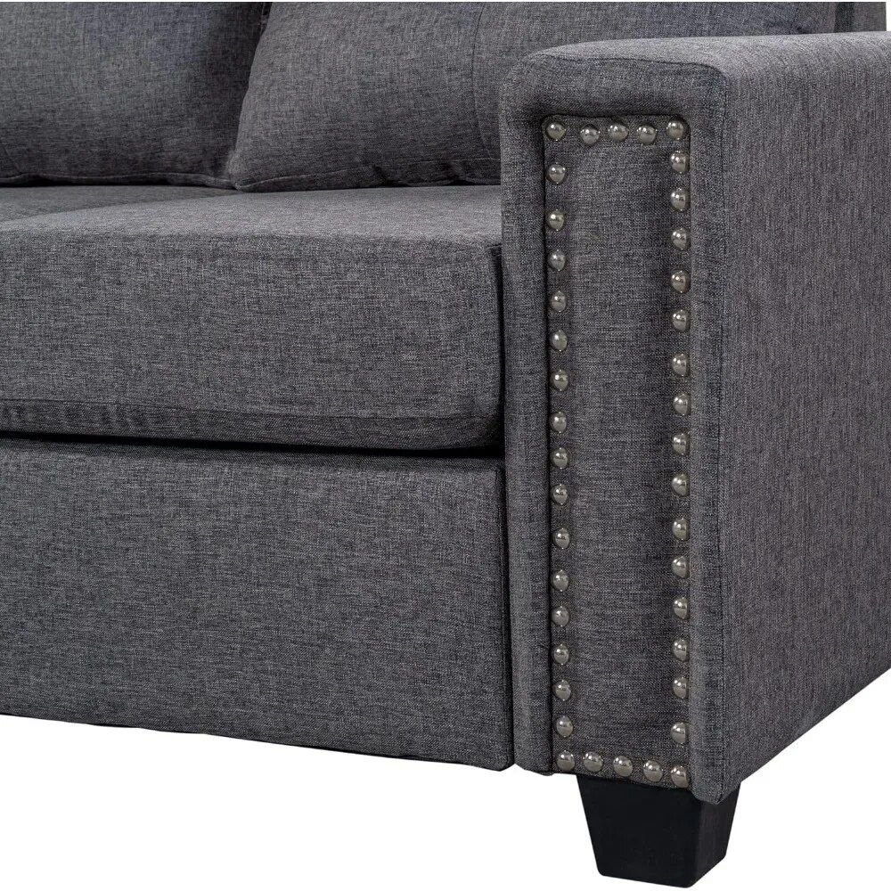 L-Shaped Sofa with Reversible Recliner and Ottoman Furniture