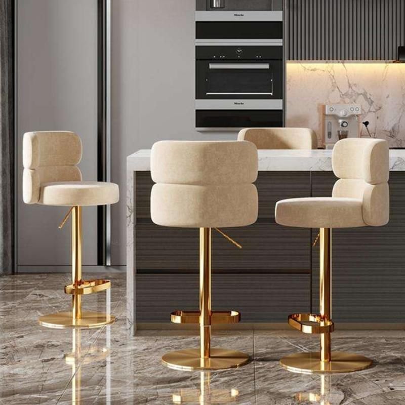 Luxurious Nordic-Inspired Swivel Bar Chair with Adjustable Height & Stainless Steel Frame Furniture