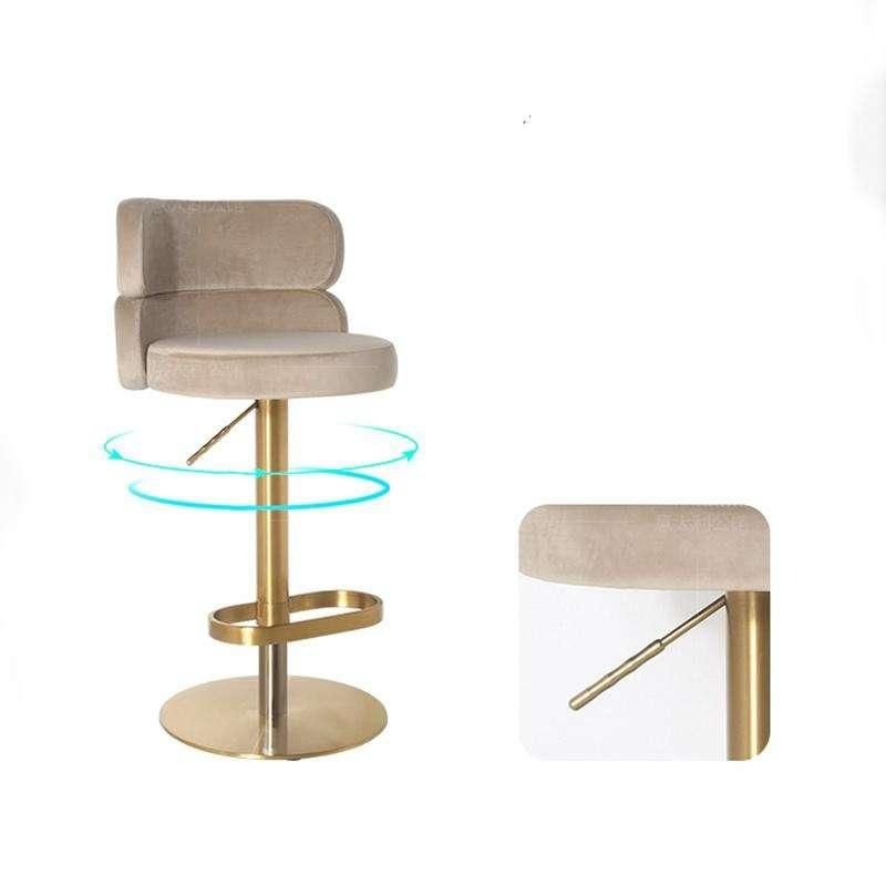 Luxurious Nordic-Inspired Swivel Bar Chair with Adjustable Height & Stainless Steel Frame Furniture