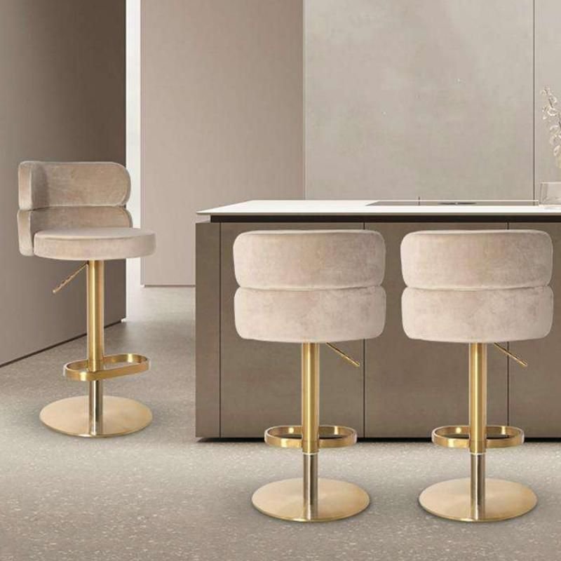 Luxurious Nordic-Inspired Swivel Bar Chair with Adjustable Height & Stainless Steel Frame Furniture