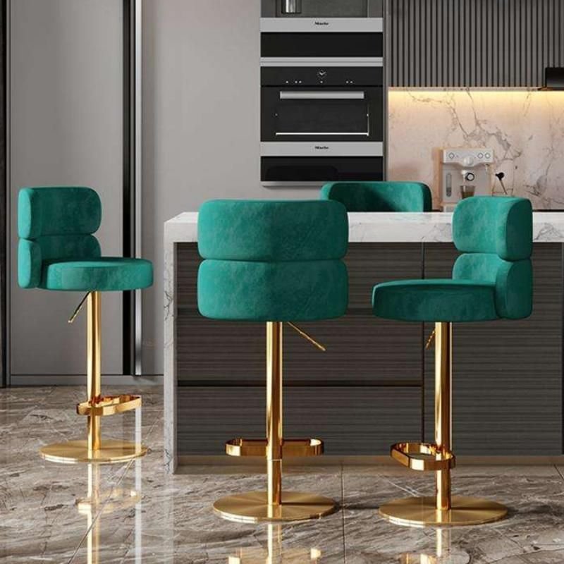 Luxurious Nordic-Inspired Swivel Bar Chair with Adjustable Height & Stainless Steel Frame Furniture