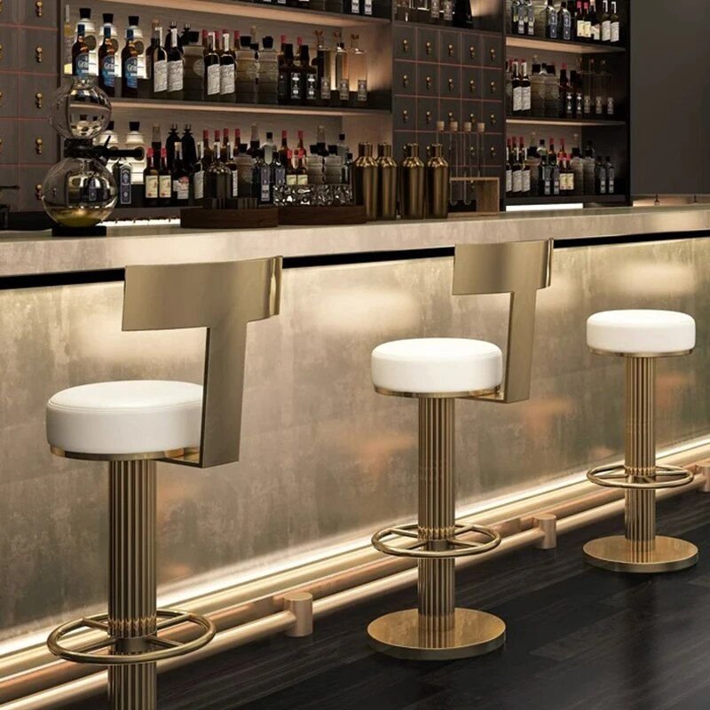 Luxury Adjustable Swivel Bar Stool – Modern Nordic Style Metal Bar Chair Furniture