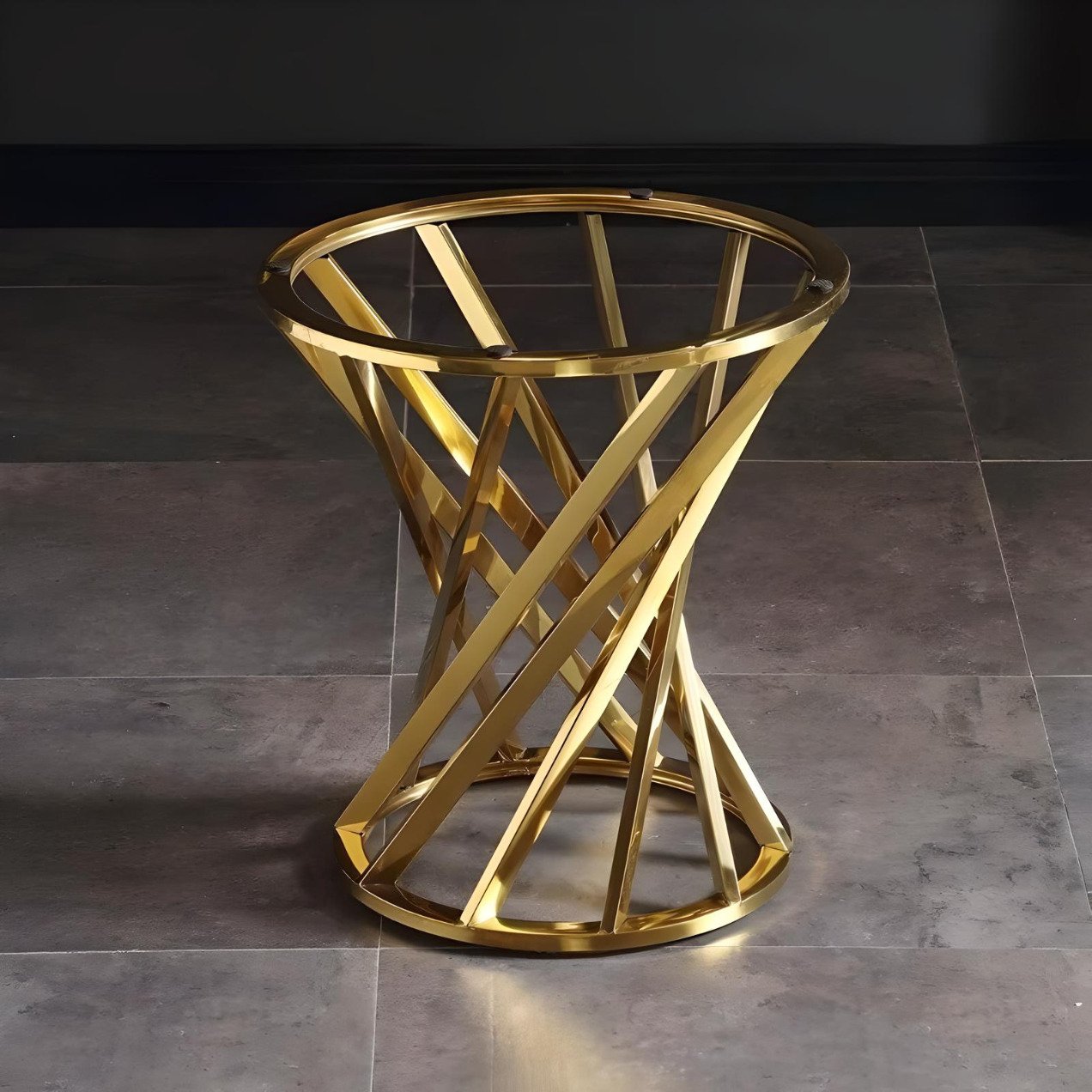 Luxury Marble Round Coffee Table with Gold Stainless Steel Base Furniture