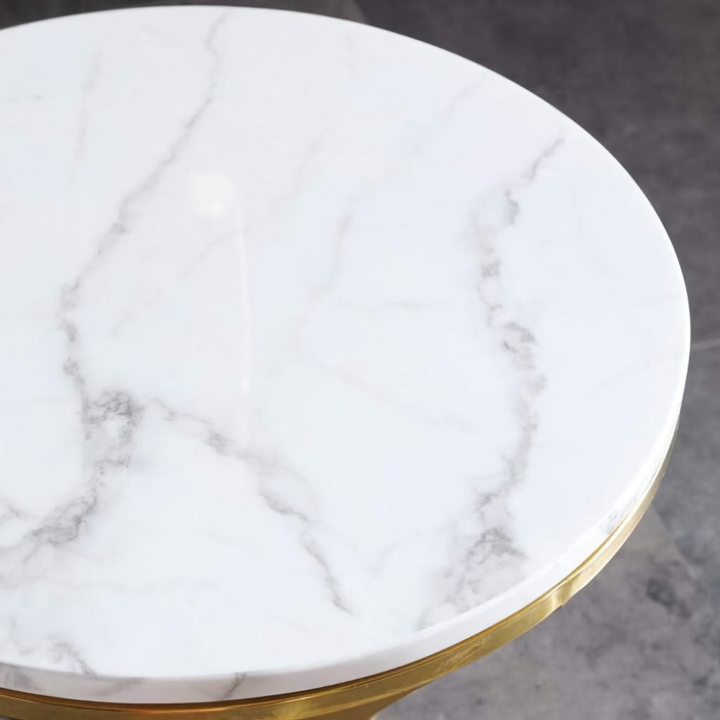 Luxury Marble Round Coffee Table with Gold Stainless Steel Base Furniture