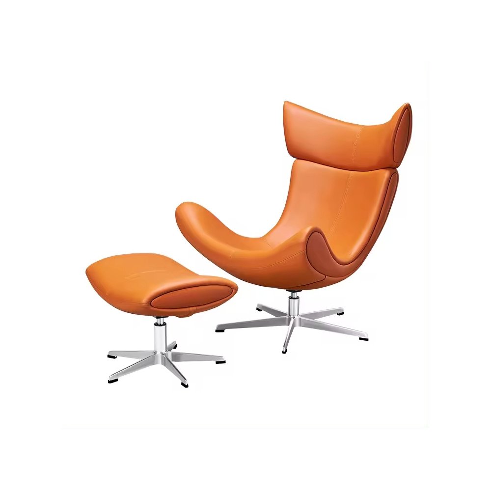 Luxury Modern Leather Leisure Chair & Ottoman Set for Living Room & Office Furniture