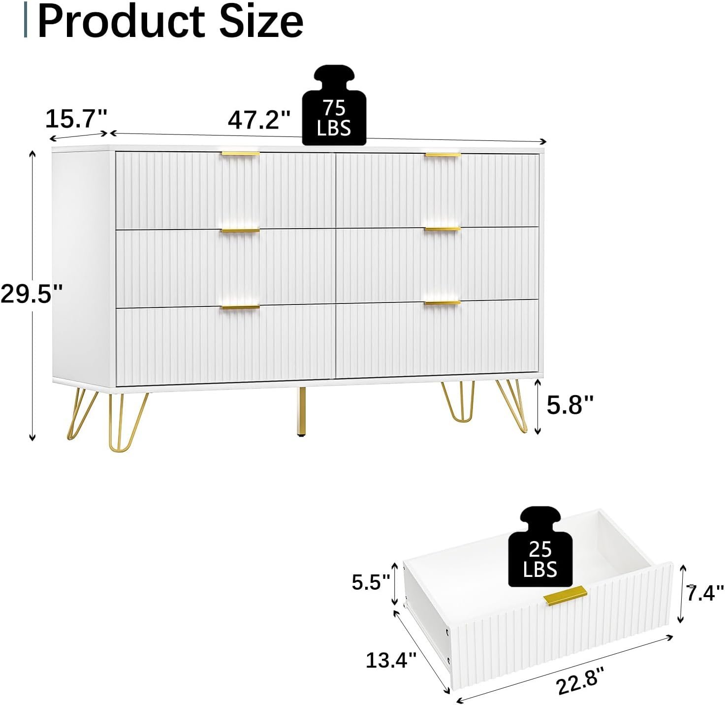Modern 6-Drawer White Dresser with Gold Handles Bathroom Cabinet Bathroom Mirror Bowls Cat Chopping Boards christmas gift cat christmas gift dog Dog Furniture Kitchen Utensil Set