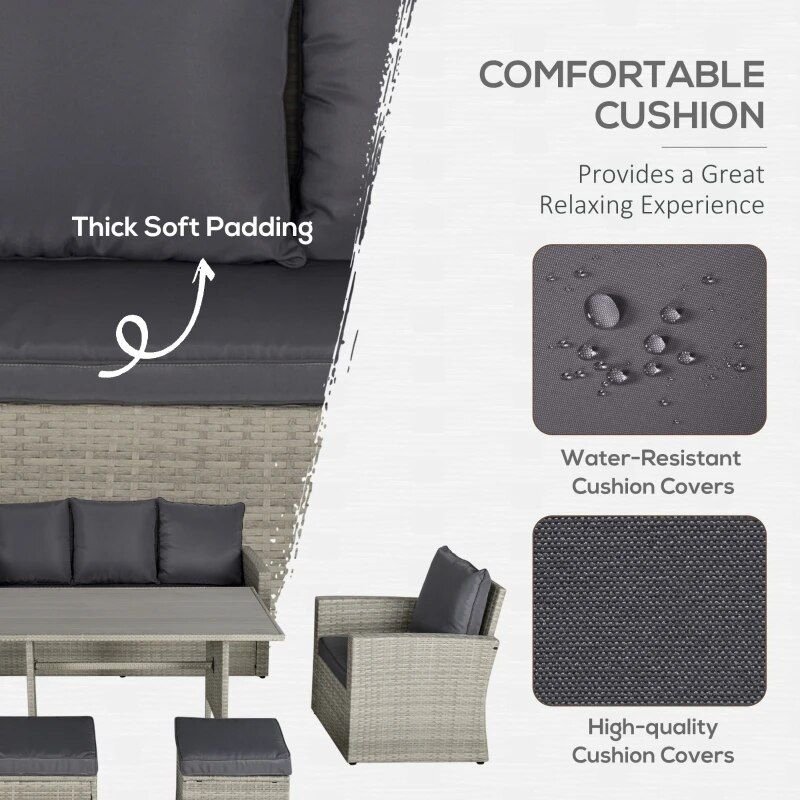 Modern 6-Piece Patio Dining and Seating Set Furniture