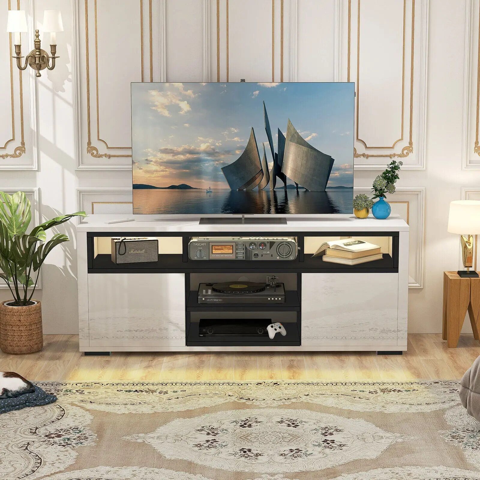Modern LED TV Stand Cabinet with RGB Lights Bathroom Cabinet Bathroom Mirror Bowls Cat Chopping Boards christmas gift cat christmas gift dog Dog Furniture Kitchen Utensil Set
