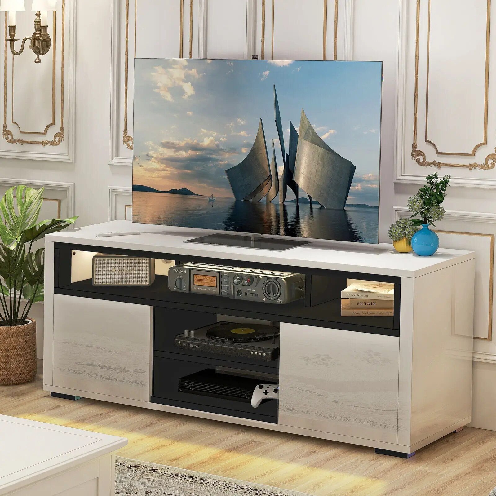 Modern LED TV Stand Cabinet with RGB Lights Bathroom Cabinet Bathroom Mirror Bowls Cat Chopping Boards christmas gift cat christmas gift dog Dog Furniture Kitchen Utensil Set