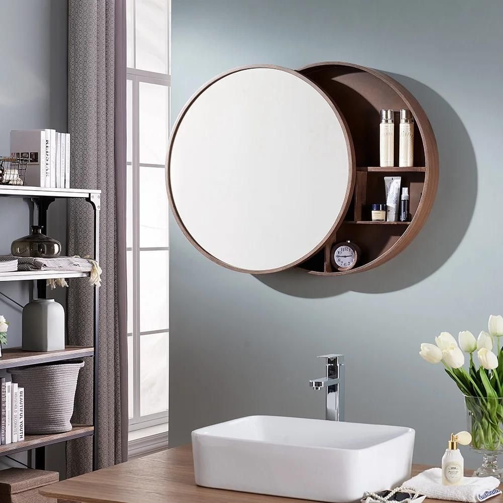 Modern Nordic Solid Wood Mirrored Cabinet with Integrated Light and Demister Furniture