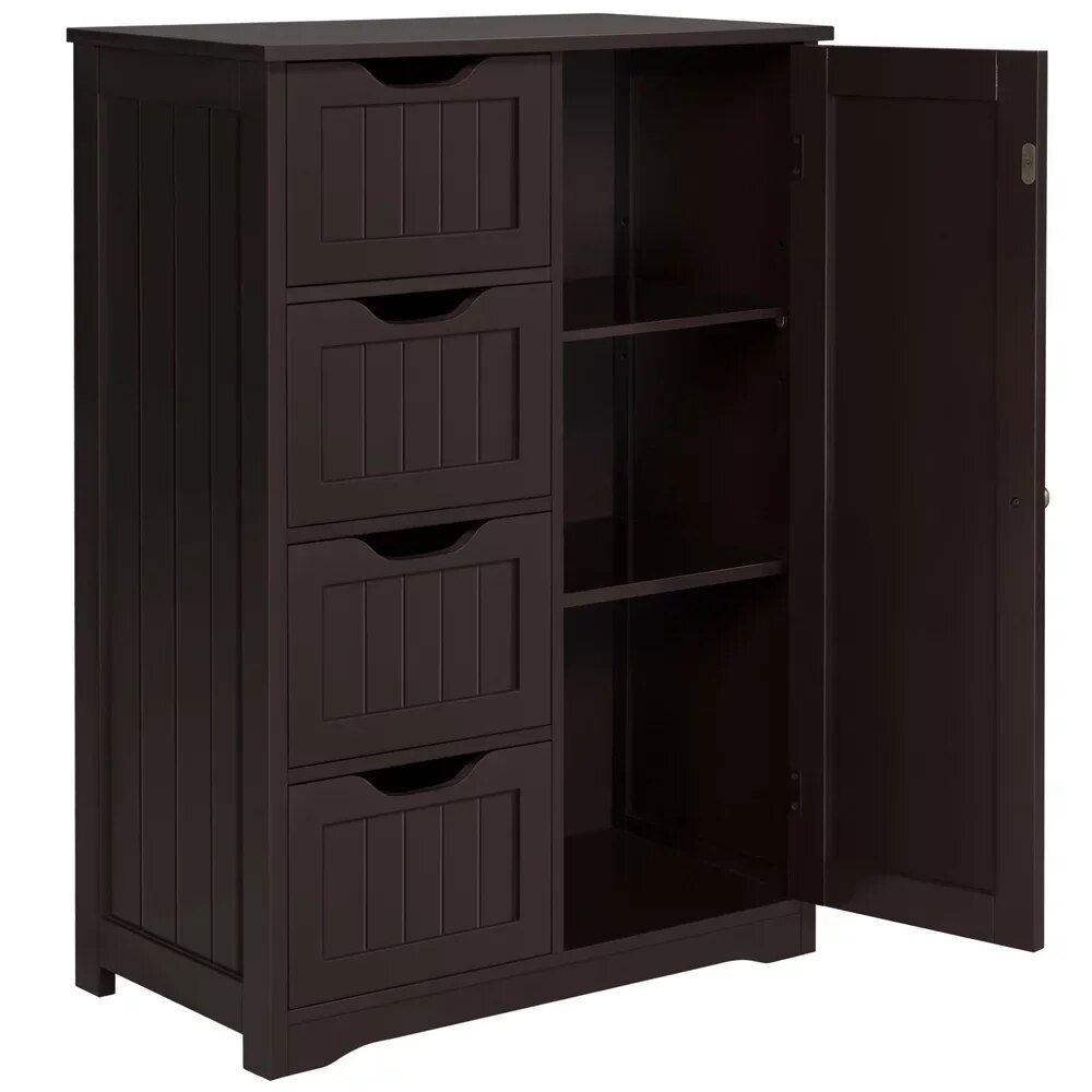 Wooden Bathroom Storage Cabinet with 4 Drawers and Adjustable Shelf Bathroom Cabinet Bathroom Mirror Bowls Cat Chopping Boards christmas gift cat christmas gift dog Dog Furniture Kitchen Utensil Set